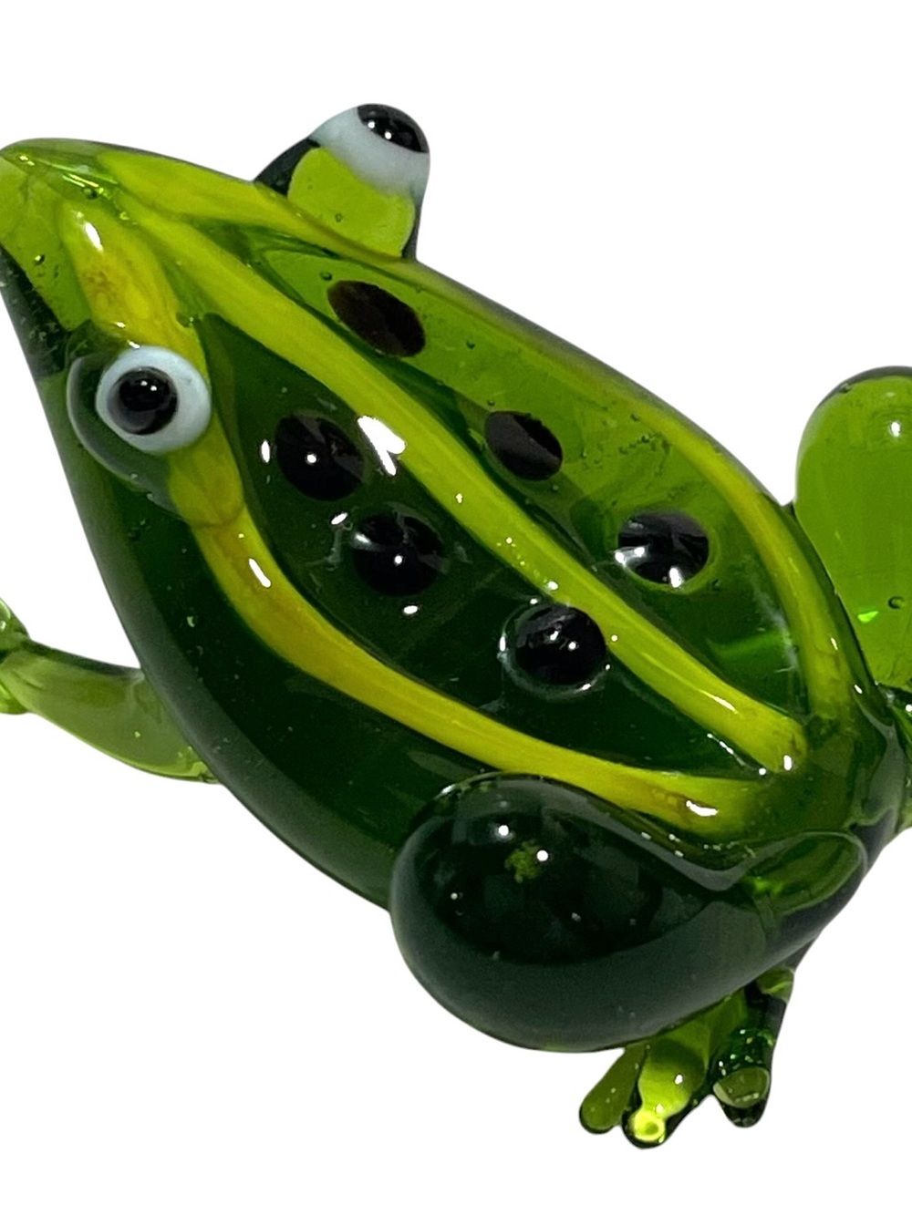 Vintage 1990s Art Glass Miniature Green Frog Mini Sculpture - Unique Whimsical